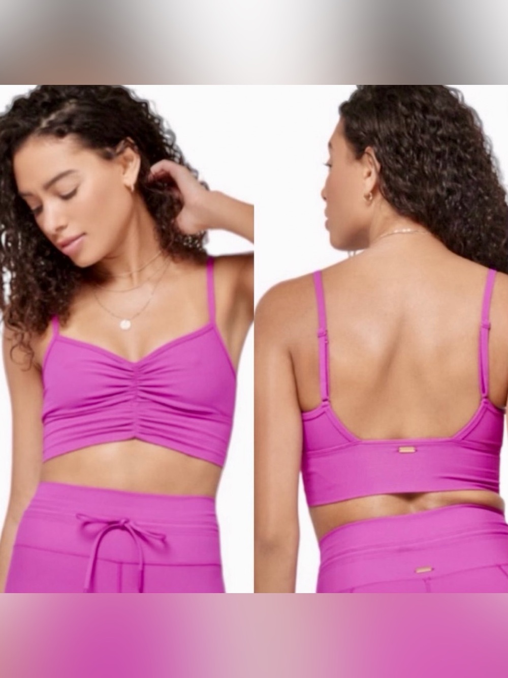 Revolve L*Space Soren Top Ribbed Ruched Front Berry Small